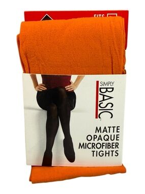 Vintage Simply Basic Matte Opaque Microfiber Tights SIZE 2 Orange 6446